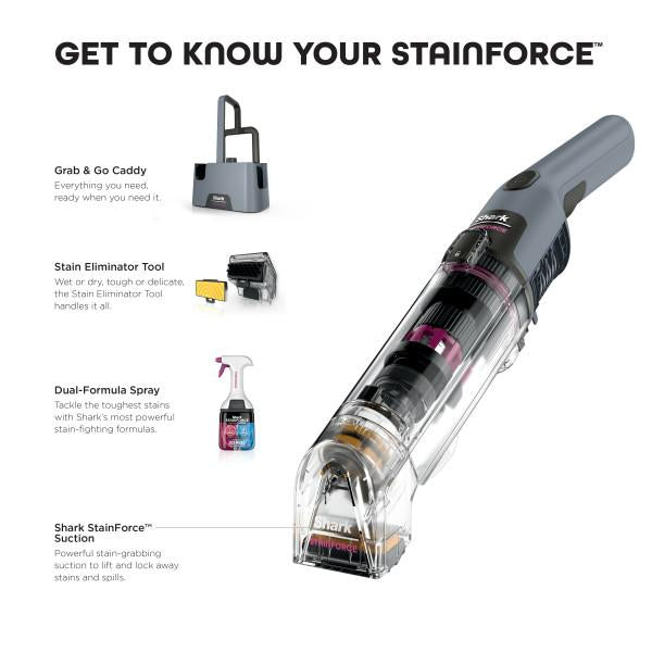 Shark StainForce HX104 Cordless Portable Stain Cleaner — 30x Stain-Fighting Power | Lightweight Handheld | Car, Home & Outdoor