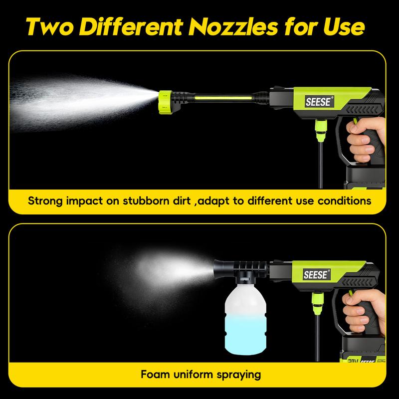 SEESE Cordless Pressure Washer — 800 PSI | 4000mAh | 6-in-1 Nozzle | Portable Car, Home & Garden Cleaner