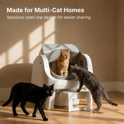 Ovoluxa AutoScooper 12 Lite — Self-Cleaning Cat Litter Box | No App, Triple Safety, Easy Entry