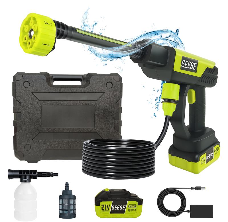 SEESE Cordless Pressure Washer — 800 PSI | 4000mAh | 6-in-1 Nozzle | Portable Car, Home & Garden Cleaner