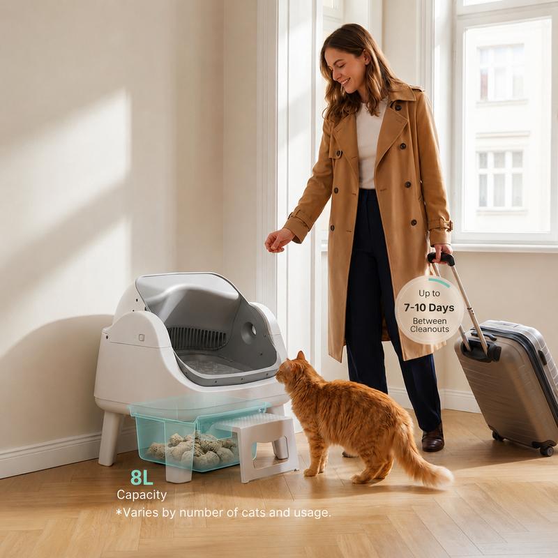 Ovoluxa AutoScooper 12 Lite — Self-Cleaning Cat Litter Box | No App, Triple Safety, Easy Entry