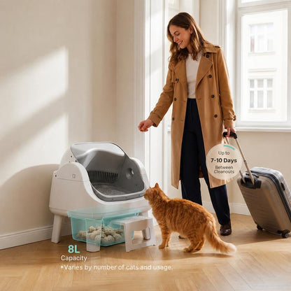 Ovoluxa AutoScooper 12 Lite — Self-Cleaning Cat Litter Box | No App, Triple Safety, Easy Entry