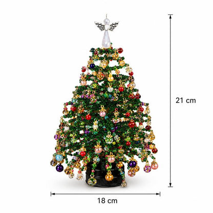 DIY Beaded Christmas Tree Kit — Handmade Mini Crystal Bead Tabletop Tree with Angel Topper, Ornaments & Base | Complete Craft Set & Holiday Gift