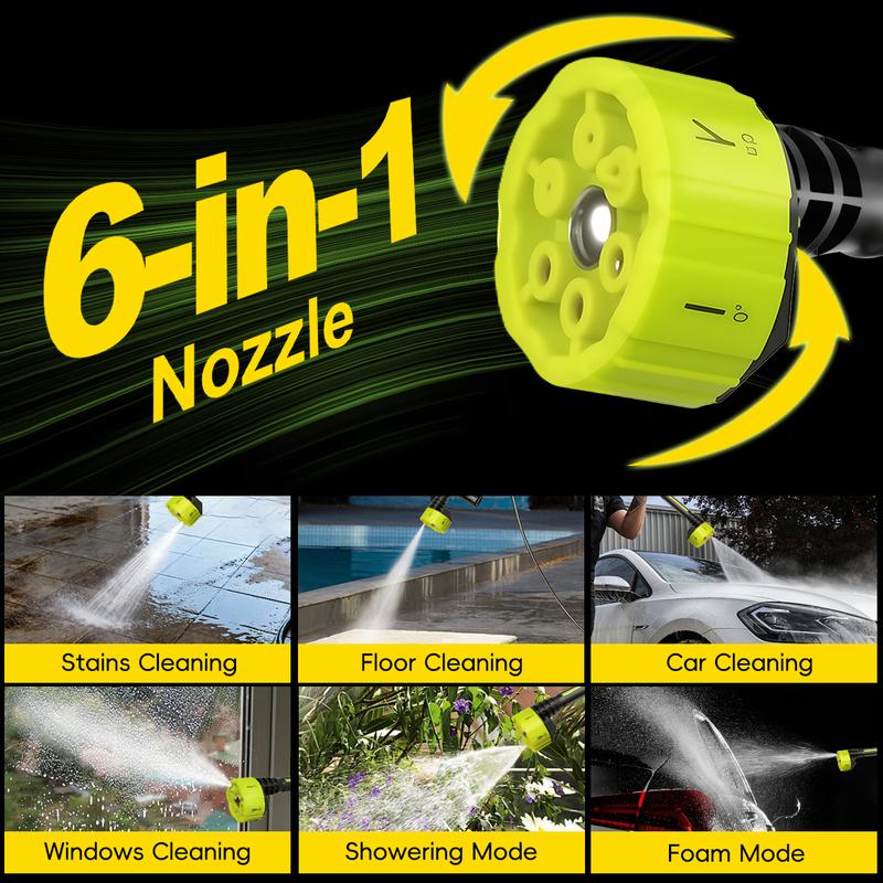 SEESE Cordless Pressure Washer — 800 PSI | 4000mAh | 6-in-1 Nozzle | Portable Car, Home & Garden Cleaner