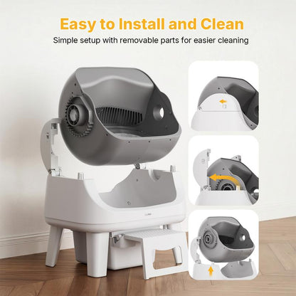 Ovoluxa AutoScooper 12 Lite — Self-Cleaning Cat Litter Box | No App, Triple Safety, Easy Entry