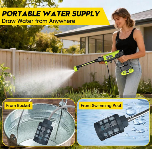 SEESE Cordless Pressure Washer — 800 PSI | 4000mAh | 6-in-1 Nozzle | Portable Car, Home & Garden Cleaner